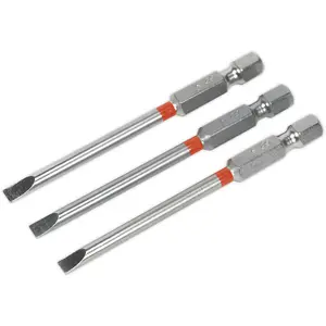 3 PACK 75mm Slotted 4mm Colour-Coded Power Tool Bits - S2 Steel Dill Bit