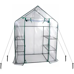 Walk In 4 shelf Greenhouse/ Grow House w/ PVC Cover for Garden