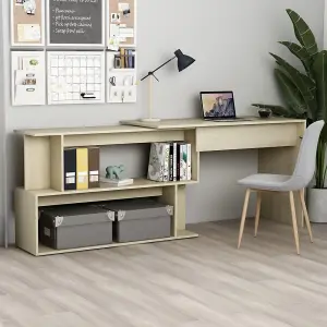 Berkfield Corner Desk Sonoma Oak 200x50x76 cm Engineered Wood