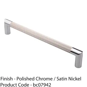 Mitred Reeded Door Pull Handle - 320mm x 20mm - 300mm Centres Satin Nickel