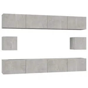 Berkfield 6 Piece TV Cabinet Set Concrete Grey Engineered Wood