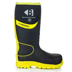 BBZ8000 Buckbootz S5 Black/Yellow 360 High Visibility Neoprene/Rubber Safety Wellington Boot with Ankle Protection, Size 03