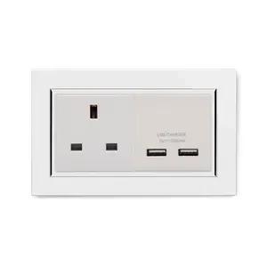 Crystal CT 13A 1G UK Socket & 2.1A Dual USB White White