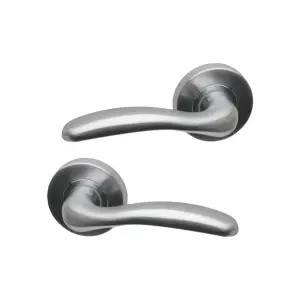 Intelligent Hardware - Internal Door Handle - Pair - Lever on Round Rose - Scorpio - Satin Chrome