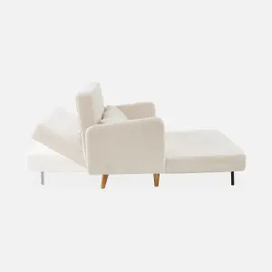 sweeek. 2-seater scandinavian convertible sofa with boucle fabric Panam boucle Off-White Boucle 131x75x81 cm