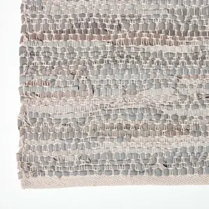 Homescapes Grey Real Leather Handwoven Diamond Pattern Rug, 120 x 180 cm