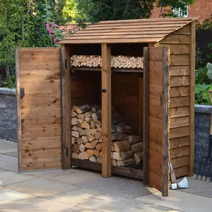 Cottesmore 6ft Log Store with Doors - L80 x W150 x H181 cm - Rustic Brown