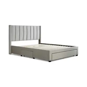 Elegance Champagne Upholstered - Double Drawer Bed Frame Only