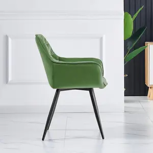 Irie Single Velvet Upholstered Dining Chair with Arm Sage Green