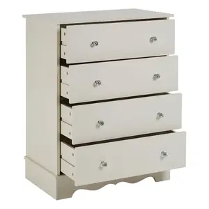 Interiors by Premier 4 Drawer Chest, White Dresser Chest of Drawers, White Dresser and Chest of Drawers, Modern Drawer Chest