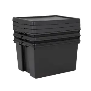 3 x Wham Bam 45L Stackable Recycled Plastic Storage Box & Lid Black