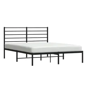 Berkfield Metal Bed Frame with Headboard Black 160x200 cm