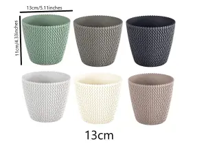 Plant Pots Indoor Outdoor Plastic Flowerpot Small Medium Large Splofy Grey 13cm