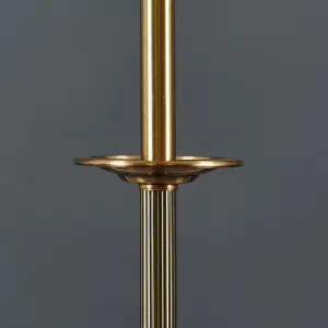 ValueLights Belmont Traditional Antique Brass Sconce Floor Lamp with Beige Gold Drum Shade