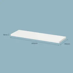 GoodHome Rigga White Rectangular Floating shelf (L)60cm x (D)19cm