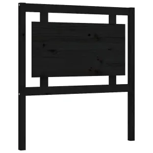 Berkfield Bed Frame with Headboard Black Small Single Solid Wood