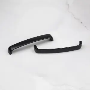 160mm Matt Black Cabinet Handle Curved Cupboard Door Drawer Pull Wardrobe Furniture Replacement Upcycle Dark Hardware