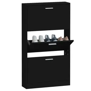 Shoe Cabinet Black 59x17x108 cm Engineered Wood