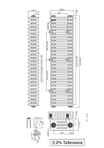 Right Radiators 300x1190 mm Horizontal Traditional 4 Column Cast Iron Style Radiator Raw Metal