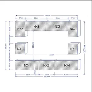 Modern Wall Unit TV Stand Living Room Cupboard - Grey Gloss Doors