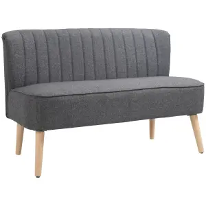 HOMCOM Linen-Feel Double Sofa w/ Wood Frame Padding Back, Grey