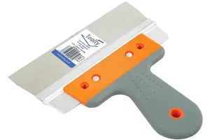 Toolty Filling Taping Spatula with Rubber Handle on Aluminium Profile 200/60mm Stainless Steel for Plastering Finishing Rendering