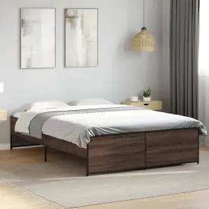 Berkfield Bed Frame without Mattress Brown Oak 140x190 cm