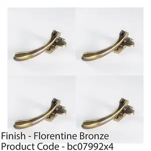 4 PACK - Bulb Ended Casement Window Fastener - 98mm Handle 45mm Centres Florentine Bronze