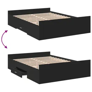 Berkfield Bed Frame with Drawers without Mattress Black 140x190 cm