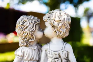 Kissing Kids Stone Effect Garden Ornament