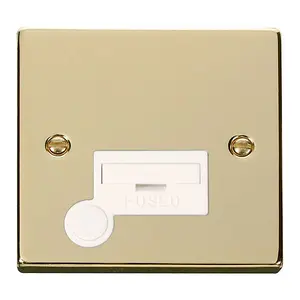 Polished Brass 13A Fused Connection Unit With Flex - White Trim - SE Home