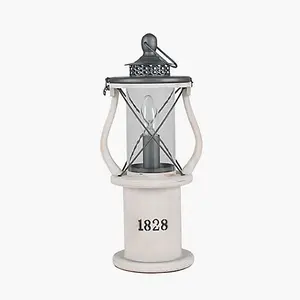 Retro White Washed Wooden Lantern Table Lamp