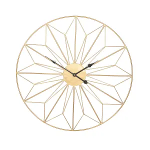 Gold Metal Geo Design Round Wall Clock