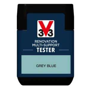 V33 Renovation Grey Blue Satinwood Multi-surface paint, 50ml Tester pot