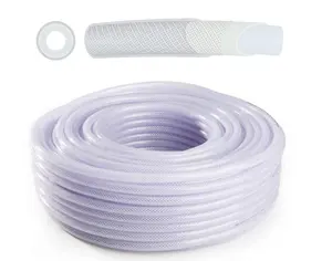 4 m of 19 mm ID PVC Tube Clear Reinforced Braided Plastic Hose / Pipe - Food Grade - Fish Pond Car