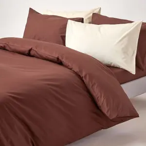 Homescapes Chocolate Egyptian Cotton Duvet Cover with Pillowcases 200 TC, Super King