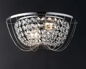 Luminosa Vienna Crystal K9 Flush Wall Light, Chrome, E14