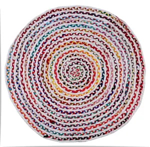 CARNIVAL Round Bedroom Rug Ethical Source with Recycled Fabric / 150 cm Diameter