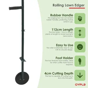 Oypla Rolling Garden Lawn Border Edger Grass Cutter Trimmer