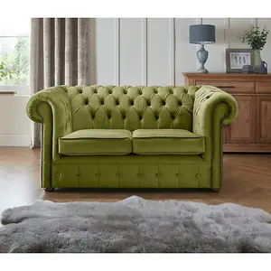 Chesterfield 2 Seater Fabric Malta Grass 12 Sofa