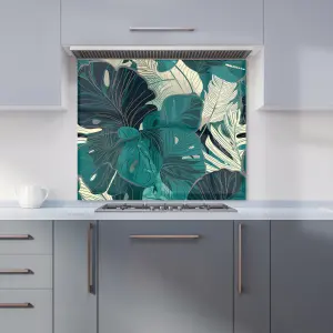 Tropical Green Leaves Premium Glass Kitchen Splashback W600mm x H750mm