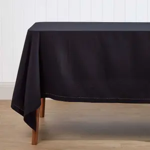 Homescapes Black Cotton Tablecloth 178 x 300 cm