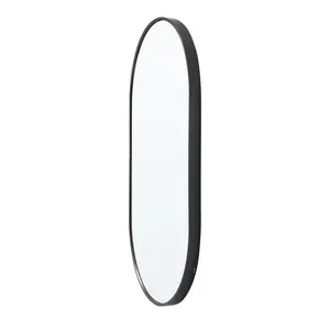 Oval Metal Wall Mirror Black