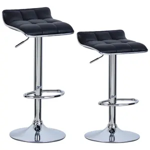 Chrome Plated Steel Bar Stool (Set of 2) Black