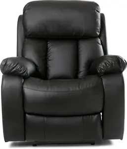 Black Leather Chester Recliner Armchair With Massage And Heat | Power | Furniture Online