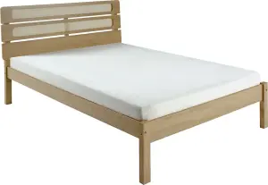 Santana 5ft Kingsize Bed Frame in Light Oak and Rattan Effect