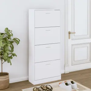 Berkfield Shoe Cabinet White 63x24x147 cm Engineered Wood