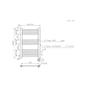 Right Radiators Prefilled Thermostatic Electric Heated Towel Rail Straight Ladder Warmer Rads - Anthracite 600x400 mm