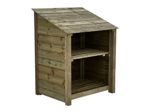 Wooden Premium Tongue & Groove Log Store (W-99cm, H-126cm, D-88cm) With Kindling Shelf