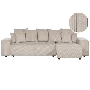 Corner Sofa LUSPA Taupe Corduroy Left Hand